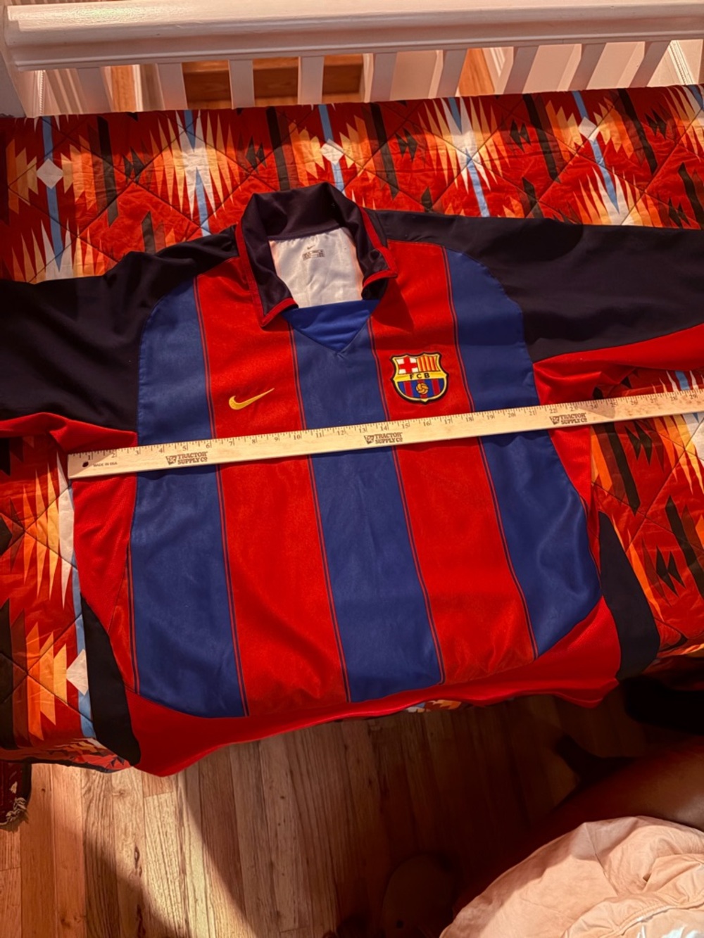 Nike Old School Navy Blue, Red, Yellow, Ronaldinho Soccer Jersey - Picture 8 of 11